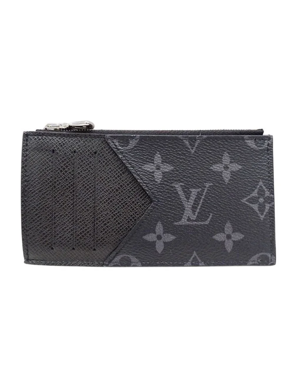 Louis Vuitton Card Case Taiga Monogram Eclipse Coin Holder Black Pocket Small